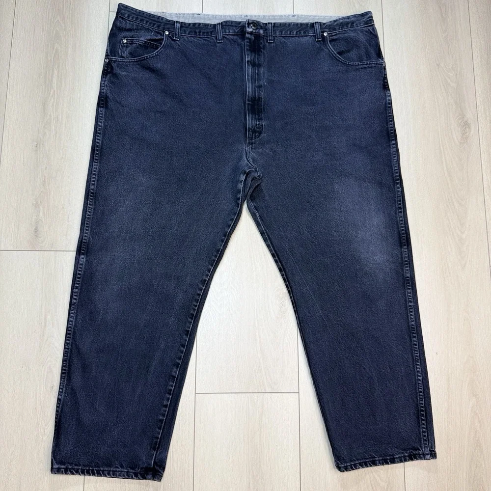 VTG Y2K Wrangler Jeans Mens 50x29 Black Relaxed Fit Big Tall Denim Pants‎ USA